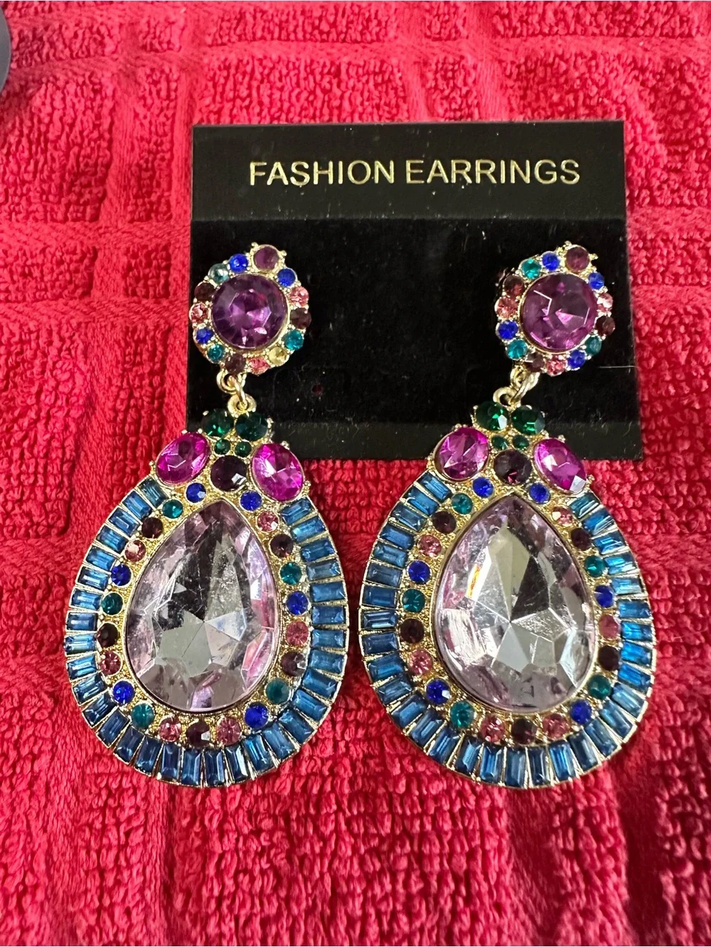 Source Unknown Multicolor Teardrop Statement Earrings
